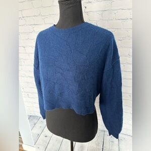 Anthropologie Pilcro 100% Cashmere Cropped Sweater, Blue, Medium, soft cozy